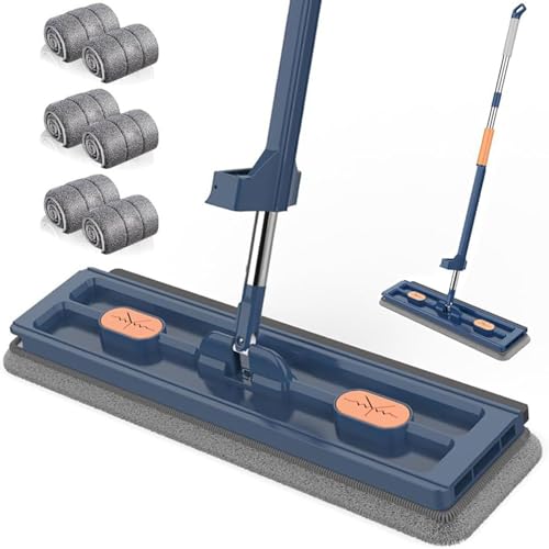 Trapeador plano grande de microfibra de 50cm con escurridor integrado para limpieza seca 5