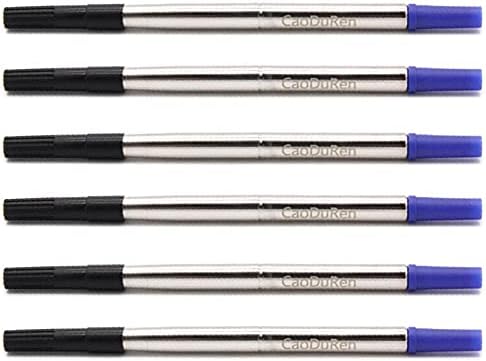 CaoDuRen 0.7mm Tip, 4.56” 116mm Long, 0.28" 7 mm Diameter, Ballpen Rollerball Compatible Pen Refills. Compatible with Parker Item Numbers: 1905323, 3021531, German Ink, (Blue 6PCS)