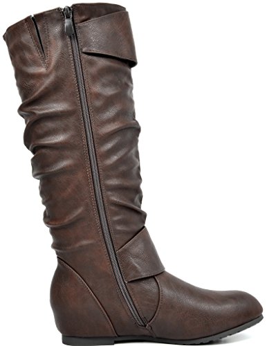 Dream Pairs Women's Wide Calf Knee High Boots, Fur-Lined Low Hidden Wedge Boots, Ura-Black-Wide-Calf, Size 9 Ura-W #TOP26