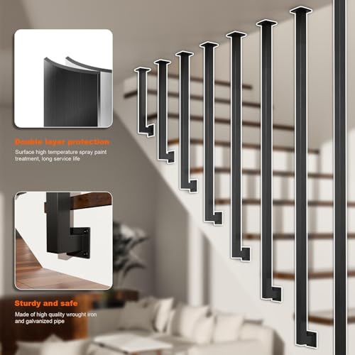 Rampe d'escalier noire mate en L du sol au plafond pour loft élégant - 4