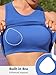 ATTRACO Tank Top with Built in Bra for Women Sleeveless Workout Tops High Neck Running Tops Blue X-Large