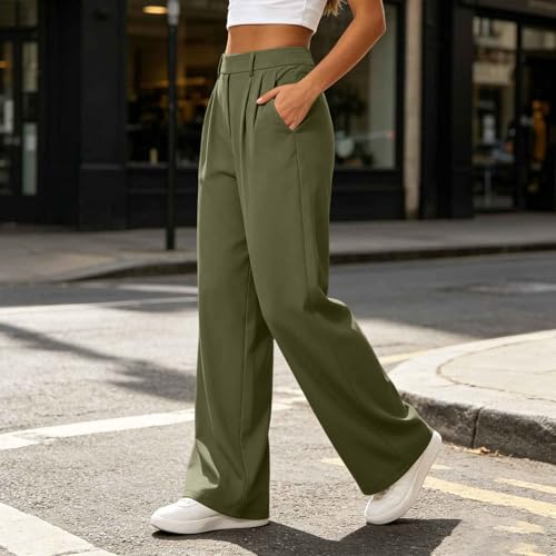 Womens Straight Wide Leg Dress Pants High Waisted Business Casual Trousers - image 7