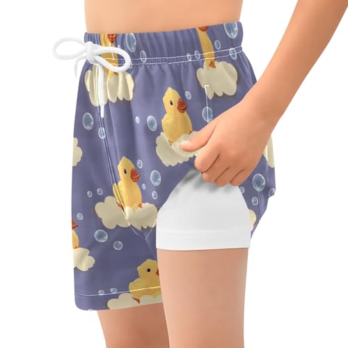 Toddler Boys Swimwear Swim Trunks with Compression Liner 4T Duck Bath Bubble2