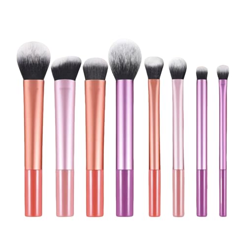 Kit de Pincéis de Maquiagem 8 Peças - Cerdas Sintéticas Macias - Completo para Todos os Tipos de Make