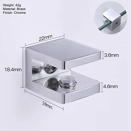 LukLoy Brass Shower Glass Clamp, No-Drill-on-Glass Fixed Panel Shower Door Glass Clip Holder Bracket Support Fixed Panel U-Clamp (Pack of 4, Chrome)