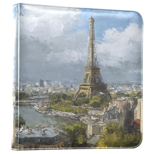 Álbum de fotos ALAZA Vintage París Torre Eiffel, tapa de cuero sintético PU, encuadernación con anillas, para bodas, viajes y recuerdos familiares miniatura 1