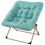 OAKHAM Comfy Chair for Adults, Soft Faux Fur Folding Lounge for Bedroom Living Room Dorm Rooms Flexible Reading Chair for Teens Kids, X-Large Foldable (Faux Fur-Mint)