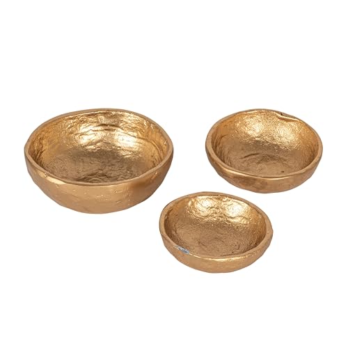 Gold Decorative Cast Aluminum Bowls (Set of 3 Sizes)