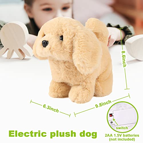 Image of Plush Toy Puppy,Electronic Interactive Pet Dog - Walking, Barking, Tail Wagging, Stretching Companion Animal for Kids(Golden Dog)