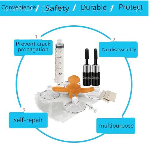 Auronp Windshield Repair Kit,Glass Repair Fluid Windshield Crack Repair Kit with Pressure Syringes,2 Pcs Car Windshield Chip Repair Kit Glass Repair Kit - Thumbnail 4