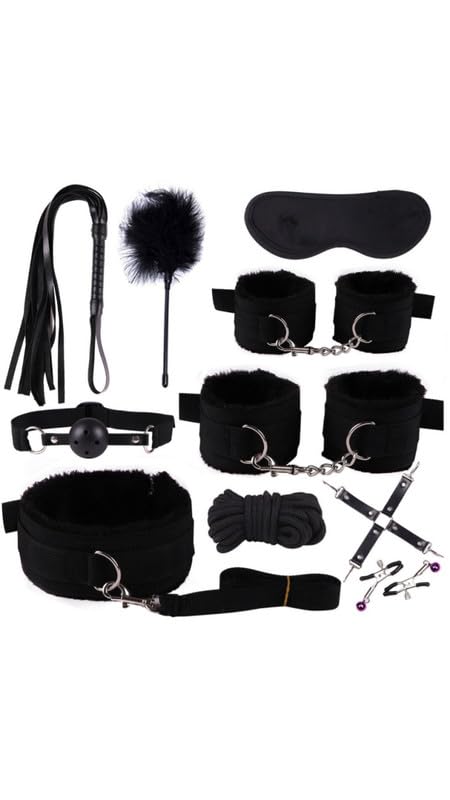 QiKKago 10 Prendas De Nylon Negro, Pulseras Y Cuerdas Hechas A Mano, Tapas para Dormir De Peluche Y Palos De Plumas, Regalos para Parejas, F6