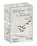 Cuoricini Mignon 25 Anni di Felicità Nozze d’Argento al Cioccolato Fondente – Confetti a Cuore Argento per Anniversario 25 Anni, per crispo 500g