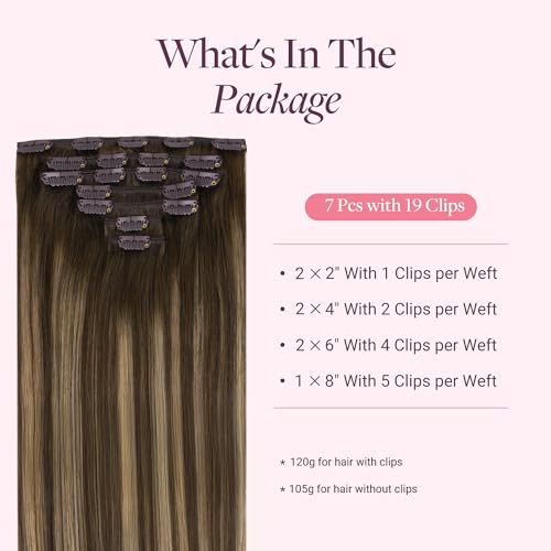 Image of GOO GOO Clip in Hair Extensions Real Human Hair Balayage Remy Extensions
