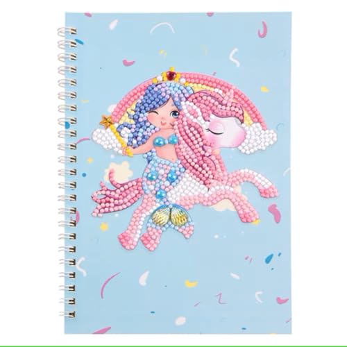 DIY Diamond Painting Notebook – 60-Page A5 Craft Journal with 5D Rhinestones for Kids Ages 5–12 & Adults – Creative Art Diary, Notepad & Gift for Birthdays or School Fun (Blue)