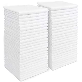 AIDEA Microfiber Cleaning Cloths White-50PK, Absorbent Cleaning Rags, Lint-Free Rags, Dust Cloth, Microfiber Towels Wash Cloth Dish Towels-11.5"x 11.5"