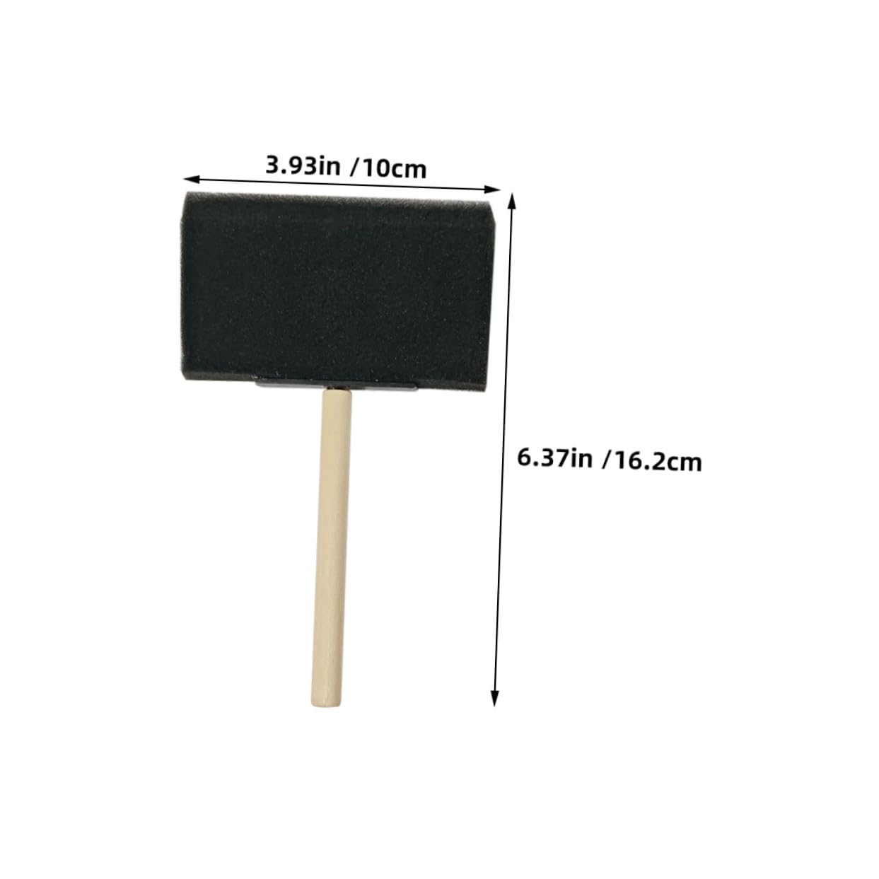 Pincel de Esponja de 4 Pulgadas Negro Mango de Madera, 25 Piezas