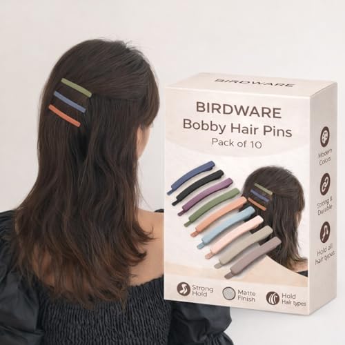 Image of BIRDWARE matte Hair Pin, Acrylic Hair Barrette, Thin Bobby Pin, Korean Hair Accessories Tictac Hair claw Clips Stylish hair Clip For Girls Women (Multicolor, Pack of 10 (Flate pin) (MultiColor)