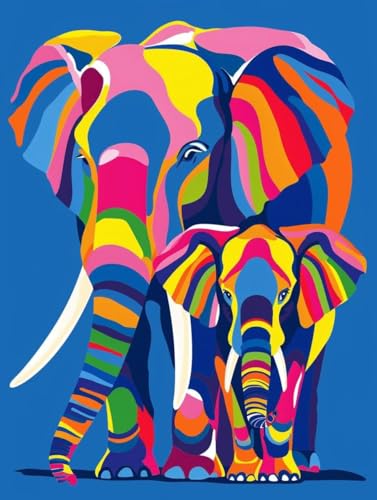 Broderie Diamant Éléphants 70x90cm | Kit Complet Diamond Painting Adulte et Point de Croix G0-19