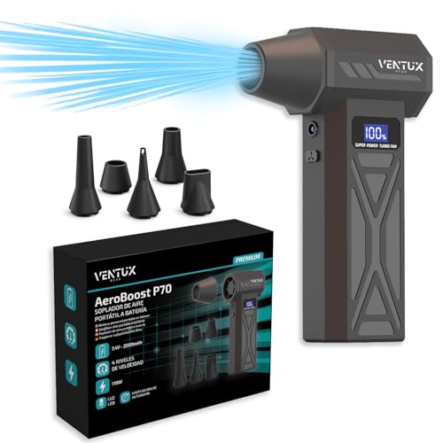 Soplador de Aire Portátil 110W 4 Velocidades con Pantalla LCD y Luz LED – Limpieza Teclado PC Coche Electrónica