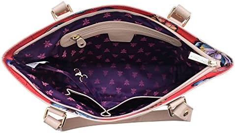 Cartera Hombre Cremallera Piel Anuschka Cartera Con RFID - Colección Wanderlust - Tejido De Nailon Estampado Con Ribete