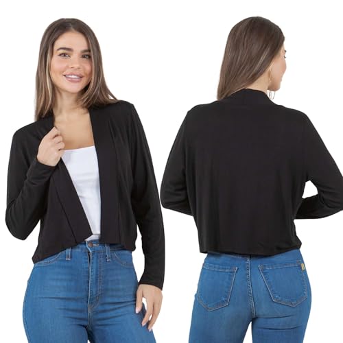 Azules Cropped Cardigan for Women - Open Front Drape, Lightweight Cardigan Jacket Sweater - Long Sleeves Women's Cardigans