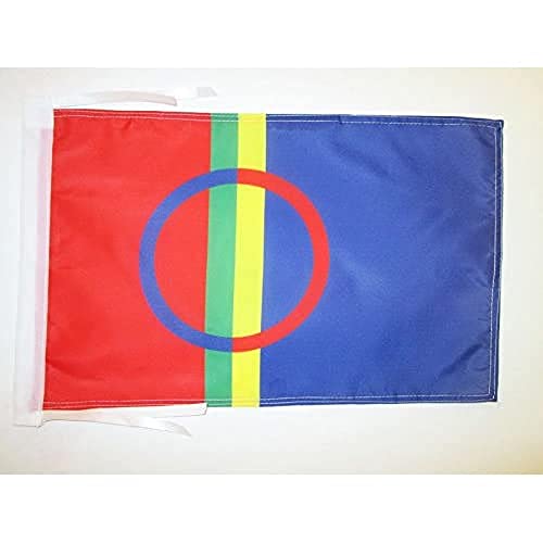 Az Flag Bandiera Sami Della Lapponia 45X30Cm - Bandierina Dei Lappóni 30 X 45 Cm Cordicelle