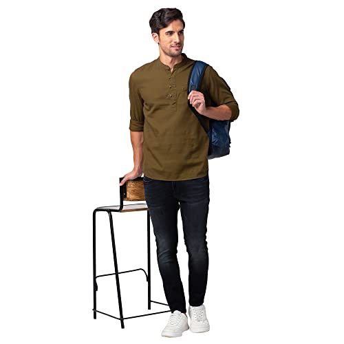 Image of Spykar Men's Slim Fit N /A Full Sleeve Solid Casual Shirts