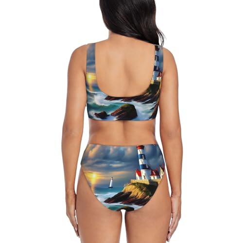 Bikini gainant Lighthouse ensemble 2 pièces anti-complexes imprimé diamant - 3