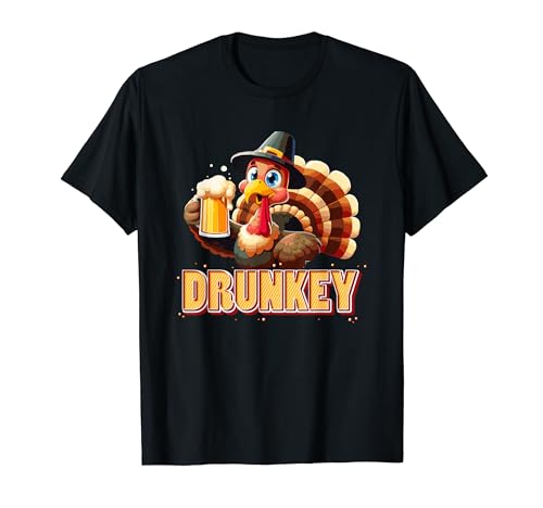 Jarra de cerveza Drunkey Drunkey Drunk Turkey Happy Thanksgiving Camiseta