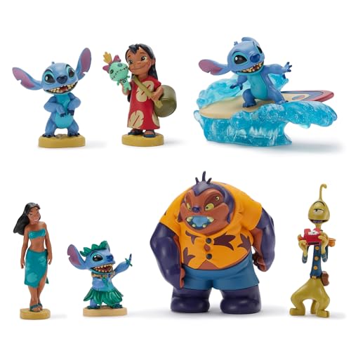 Disney Store Oficial, Lilo y Stitch, Set de figuritas, 7 figuritas de Stitch, Lilo, Nani, Jumba Jookiba y Pleakley, a Partir de 3 años