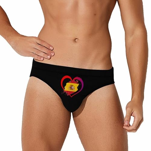 Traje de baño para hombre Flag Heart Love con cintura baja y secado rápido