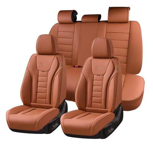 Image of Coverado Car Seat Covers Full Set, Seat Covers for Cars, Front Seat Covers and Back Seat Cover Waterproof Leather Automotive Seat Cover, Universal Car Interior Protectors Cushion for Most Cars