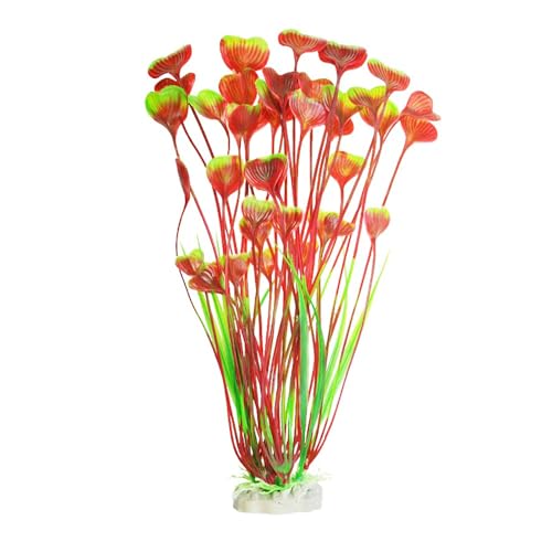 Image of DSkoiph Artificial Plants Decoration Ornament for Fish Tank Aquarium Plastic Plants Tall 16 inch 2 Pack (Red)
