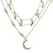 Produktbild Vektenxi Neue böhmische mehrschichtige Legierung Strass Stern Mond Frauen Choker Halskette Schmuck - Golden Durable und Nützlich