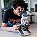 AmScope B120 Series Student & Professional Binocular Compound Microscope - 40X-2500X Magnification - Includes 3D Stage, Tweezers, 25-Piece Prepared Slides Set & Handheld Multi-USB Digital Microscope