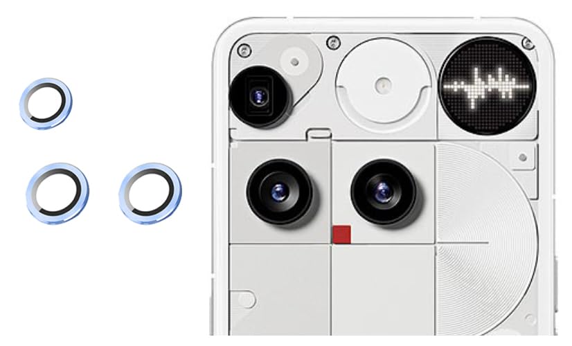 Image of imluckies Camera Ring Lens Protector (Aluminum with Tempered Glass) Compatible for Nothing 3 - Blue (Pack of 3 rings)