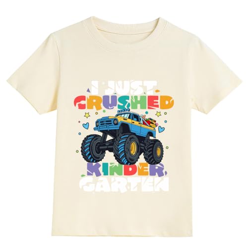 Kindergarten Shirt for Boys Back to School T-Shirts First Day I Just Crushed Kindergarten Monster Truck Tee 3-7 Years