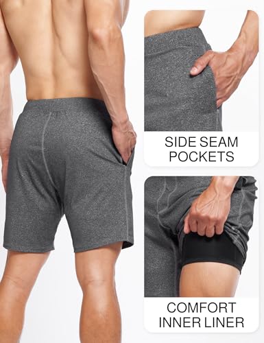 YOGA CROW Men's Swerve Yoga Training Shorts w/Non-Restrictive Inner Liner - 7" Inseam - Workout, Gym, Running, Training4