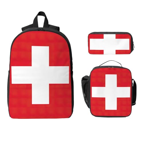 Sac à dos imprimé suisse 3 en 1 résistant avec trousse à crayons
