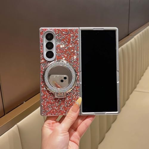 Coque Samsung Galaxy Z Fold 5 rose magnétique pour éviter les chutes avec béquille