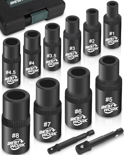 Image of 12pcs Magnetic Tap Socket Set, 1 /4 inch, 3 /8 inch Square Drive Tap Handle