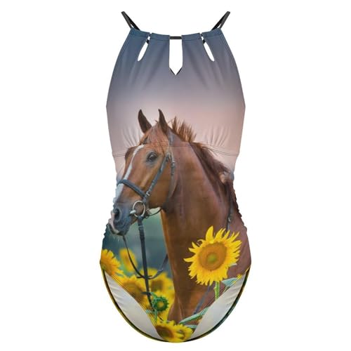 Monokini imprimé tournesol de qualité supérieure avec doublure sculptante