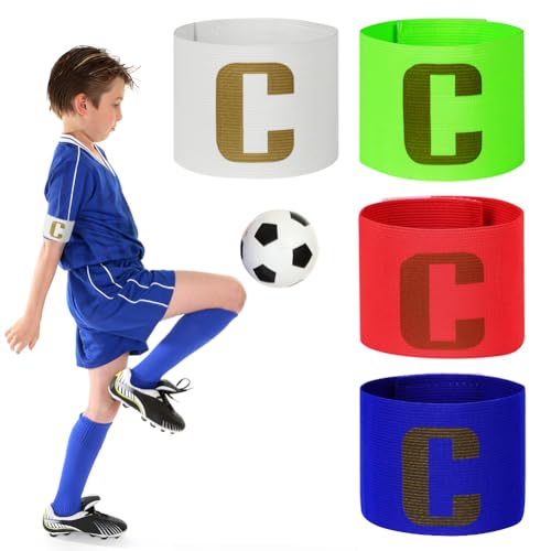 flintronic 4PCS Kapitänsband, Kapitän Armbinde, Gummielastische Armbinde, Spielführerbinde für Fußball und Rugby, Captains Armband, für für Erwachsene und Jugendliche