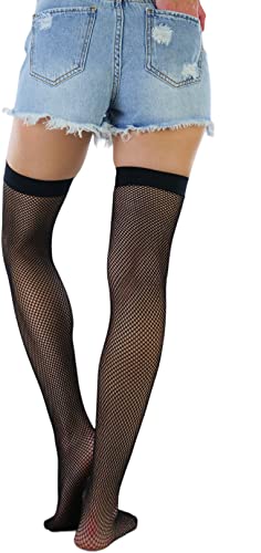 Image of ToBeInStyle Women's Diamond Large and Fine Fence Net Fishnet Nylon Thigh High