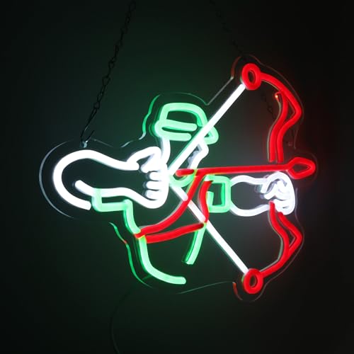 Image of Archery Neon Sign for Sports Fan, Hunting Led Light for Playing Archer Fan, Hunting Decor, Club, Game Room, Wall Decor, Game Sport, Archer Light Up Sign for Man Cave