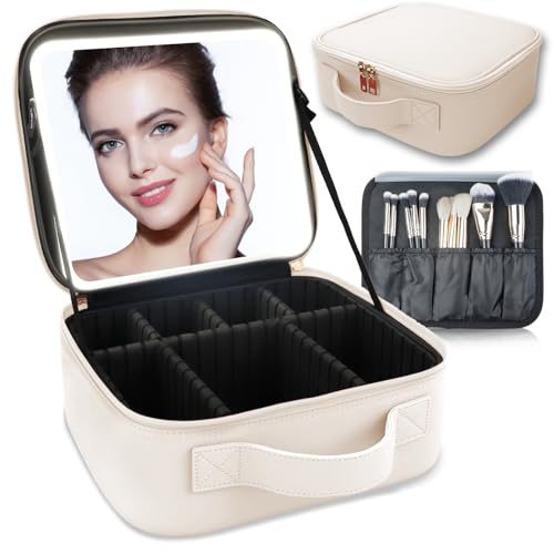 Trousse de maquillage de voyage blanche le cadeau idéal avec miroir DEL intégré