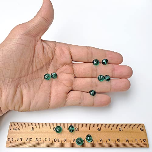 Image of 8mm Rondelle Emerald Green Glass Beads for Jewelry Making, 300pcs Faceted Briolette Crytal Spacer Beads for Bracelet Necklace Earring