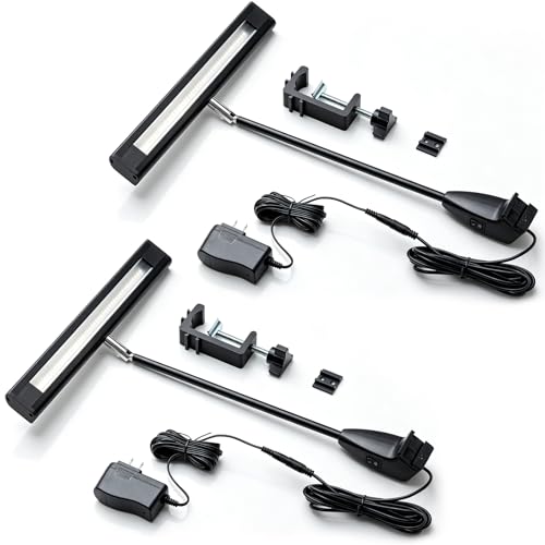 Retisee 2 Sets Trade Show LED Lights for Popup Booth 16W 1600LM Display Exhibit Arm Lighting Connectable Craft Tradeshow Lights with Clamps Mounting Brackets Power Cables UL Listed Power Supply
