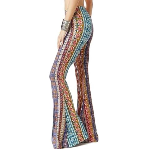 WSPLYSPJY Women's Print Stretch Bell Bottom Flare Palazzo Pants Trousers Cover