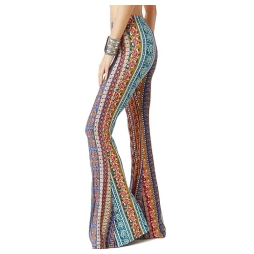 WSPLYSPJY Women's Print Stretch Bell Bottom Flare Palazzo Pants Trousers